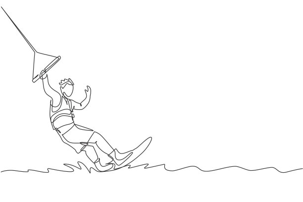 单线连续画少年运动图片下载