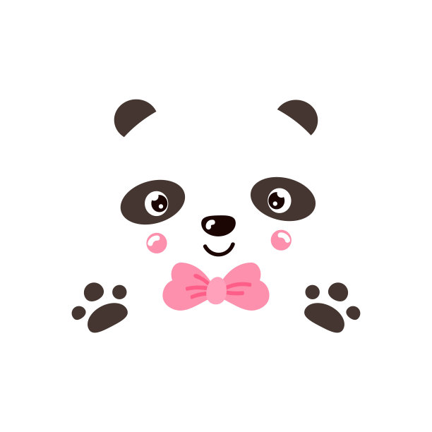 一只熊猫的脸和小爪子在一个孤立的背景。图片下载