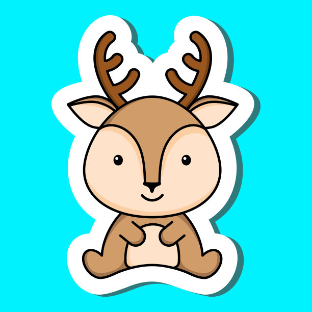 可爱的卡通贴纸小鹿标志模板图片下载