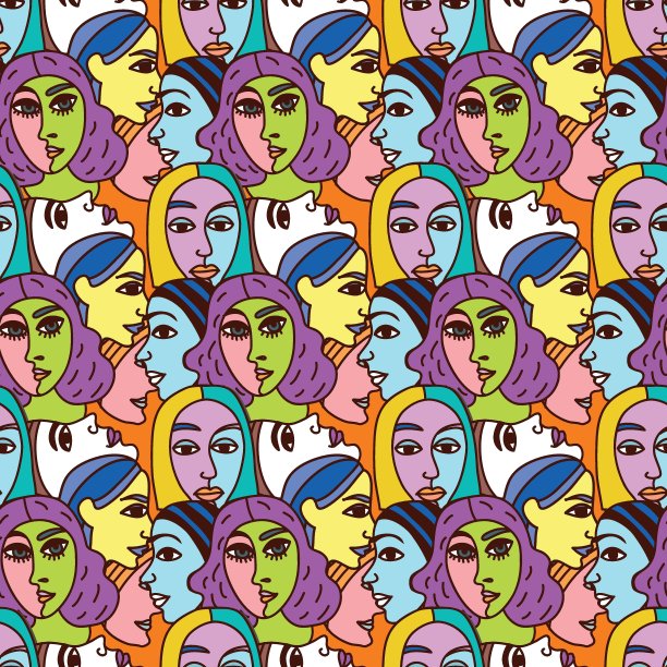 波普艺术矢量无缝模式与脸图片下载