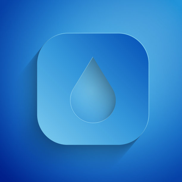 剪纸水滴图标孤立在蓝色图片下载