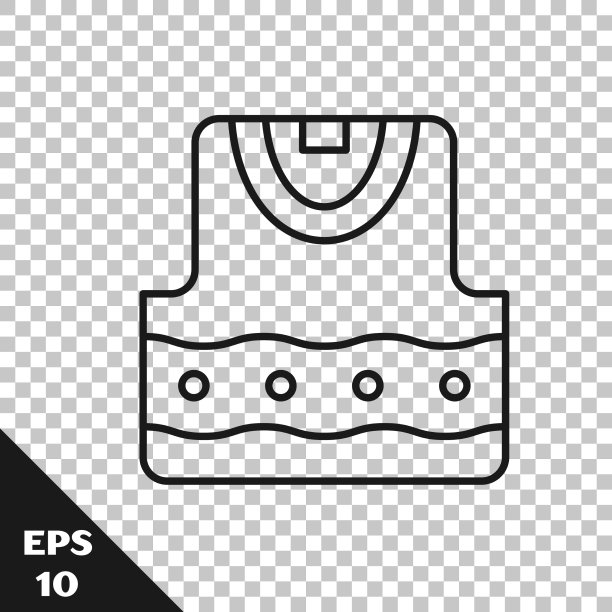 黑色线背心图标孤立上透明图片下载