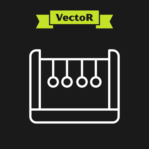 白线摆图标孤立在黑色上图片下载