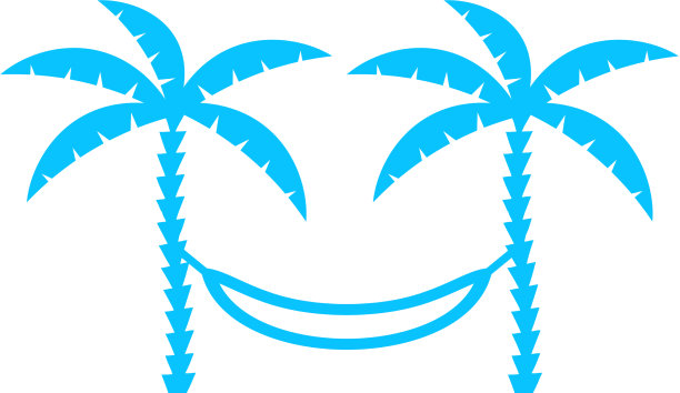 放松吊床之间的两棵棕榈树图标平坦图片下载