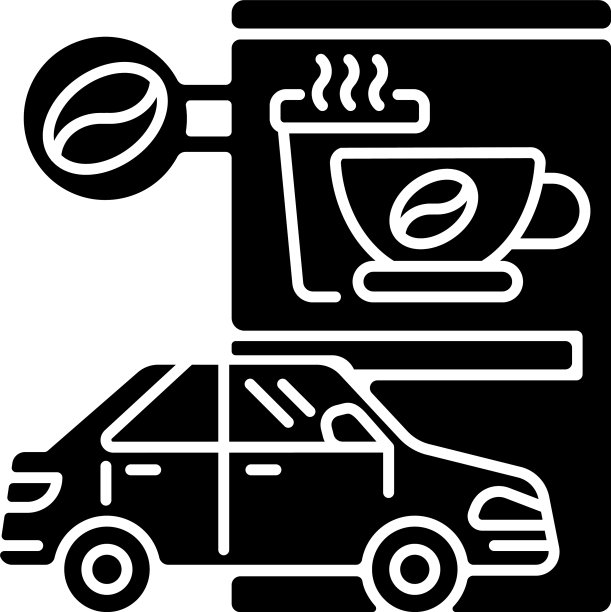 开车经过咖啡店黑色象形图标图片下载