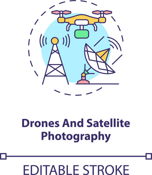 无人机和卫星摄影概念图标图片下载
