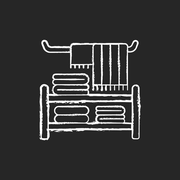 家用纺织品粉笔白色图标上的黑色背景图片下载