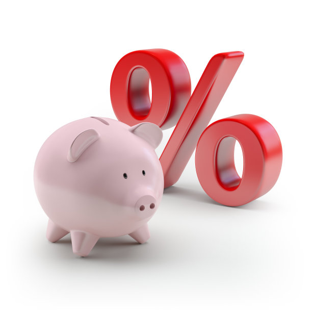 百分比标志和存钱罐的概念。3d渲染图片下载