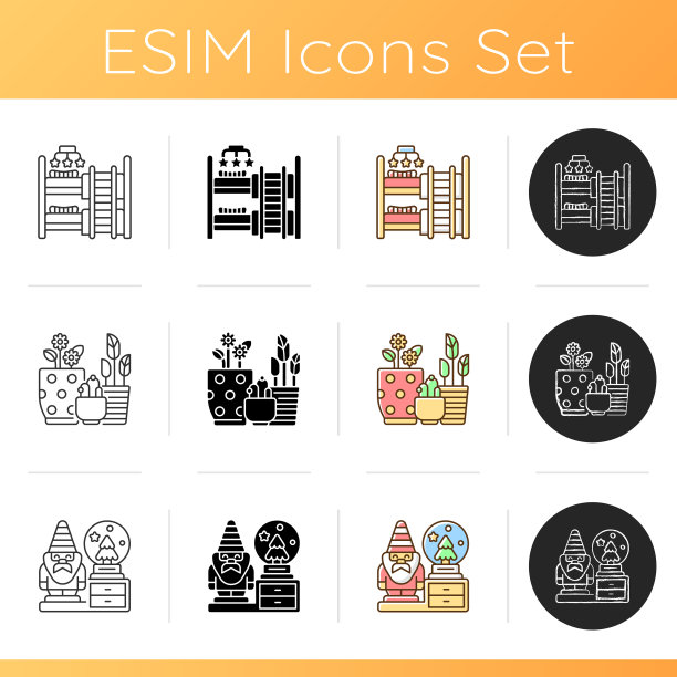 家居配件图标套装图片下载