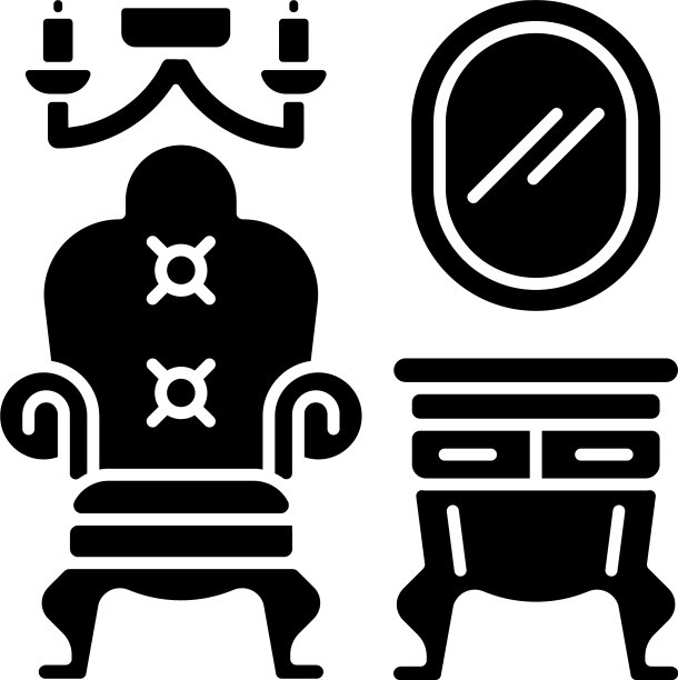 复古家具黑色字形图标图片下载