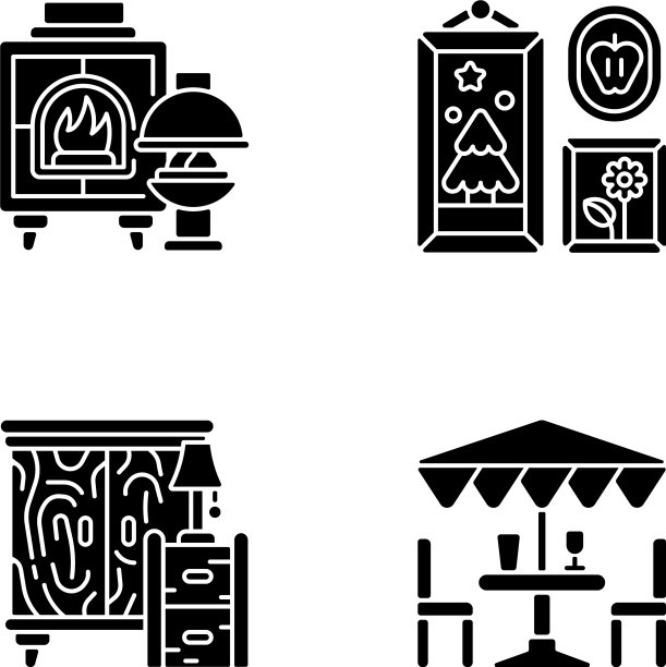 家居装饰和家具黑色字形图标图片下载