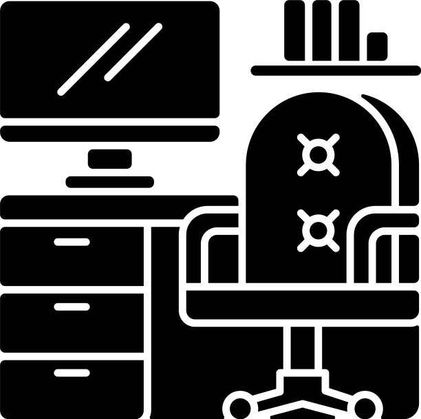 办公家具黑色字形图标图片下载