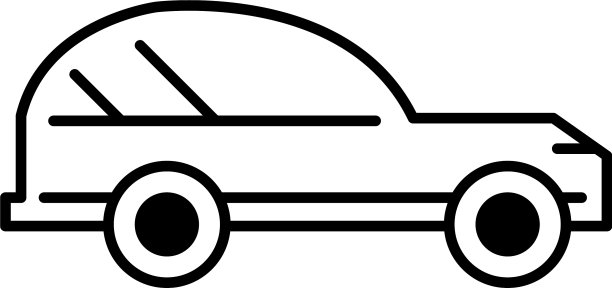 汽车运输侧视图线图标为白色图片下载