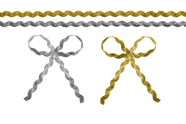 带着金银缎带的旋花缎带和蝴蝶结图片下载