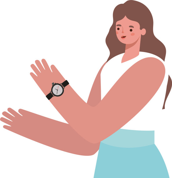 穿着蓝色裙子，戴着一块手表的女人图片下载