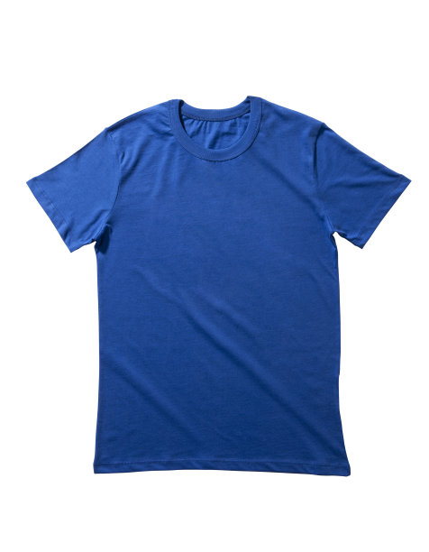 蓝色t恤孤立在白色背景上图片下载