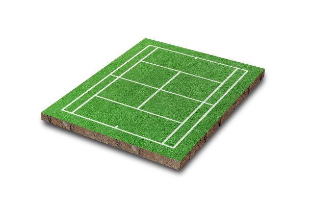 网球场孤立的白色背景。绿草现实。三维渲染图片下载