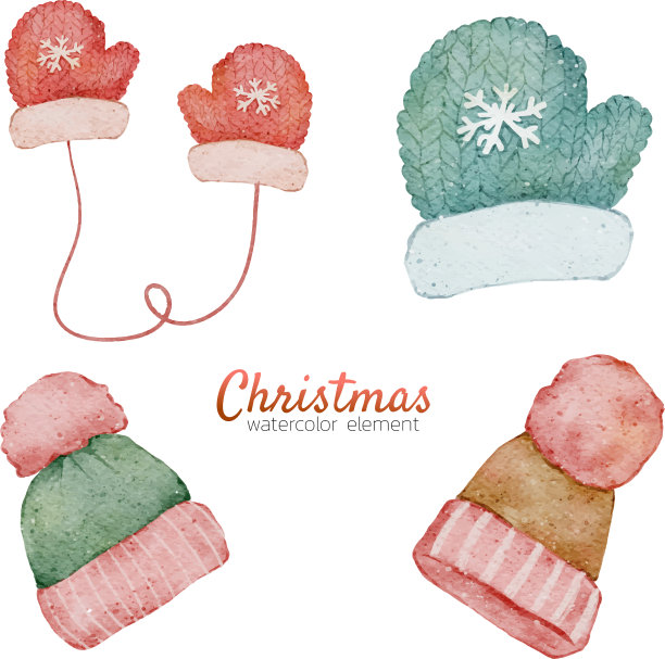 圣诞水彩元素手绘图片下载