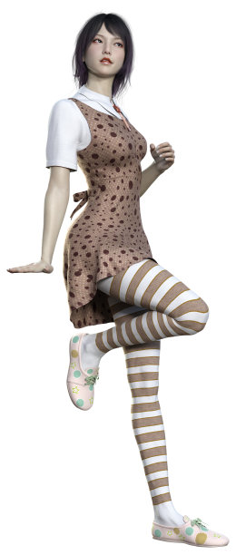 白色背景上的亚洲青少年女孩3D插画图片下载