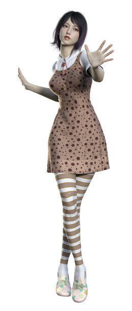 白色背景上的亚洲青少年女孩3D插画图片下载