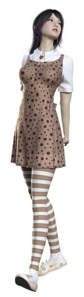 白色背景上的亚洲青少年女孩3D插画图片下载