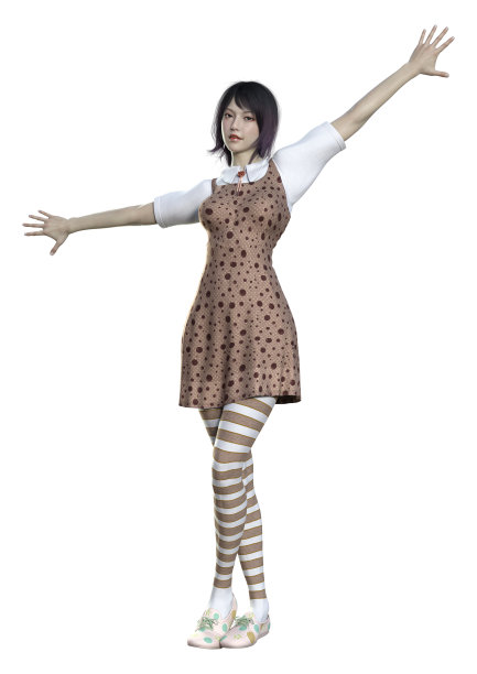 白色背景上的亚洲青少年女孩3D插画图片下载