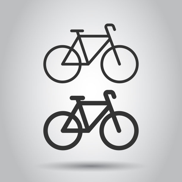 自行车图标在平面风格自行车上的白色孤立图片下载
