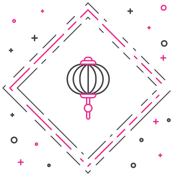 线中国纸灯笼图标孤立在白色图片下载