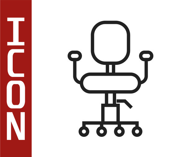 黑色线条办公椅图标孤立在白色上图片下载