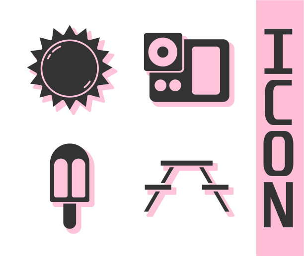 在野餐桌上摆上长凳，放上冰淇淋图片下载