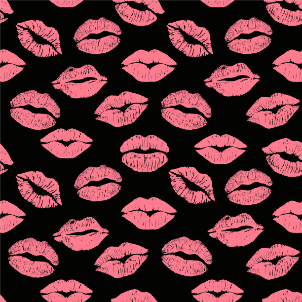 时尚无缝图案印唇吻图片下载