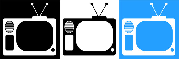 老木头电视图标与天线复古电视图标图片下载