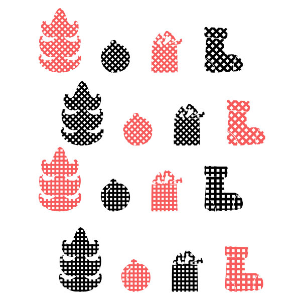 设置格子圣诞剪影在红色和图片下载