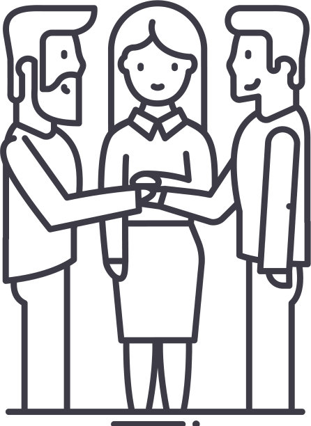 业务团队协议图标线性隔离图片下载