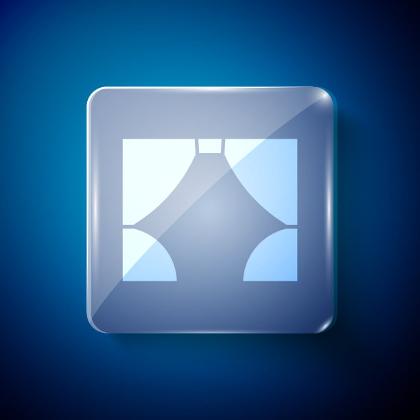 白色窗帘图标孤立在蓝色背景图片下载