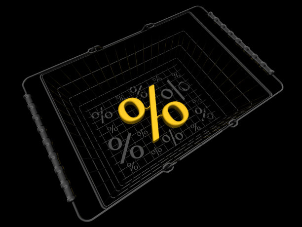 用深色标注百分比的购物篮图片下载