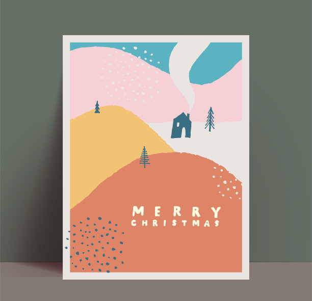 手绘抽象画圣诞海报或卡片图片下载