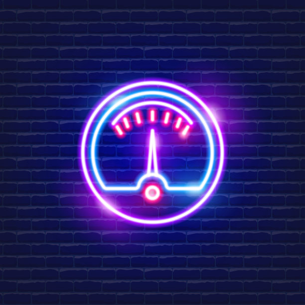 电表霓虹图标。电的概念。矢量插图设计。图片下载