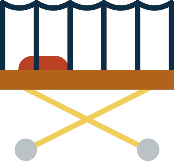 担架或担架概念，病床矢量图标设计，个人防护设备符号，工作场所健康监控标志，职业安全和保健股票插图图片下载