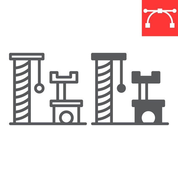 猫树房子线和字形图标，宠物商店和玩具，抓挠后矢量图标，矢量图形，可编辑的描边轮廓符号，eps 10。图片下载