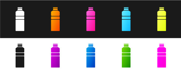 设置健身摇瓶图标隔离在黑色和图片下载