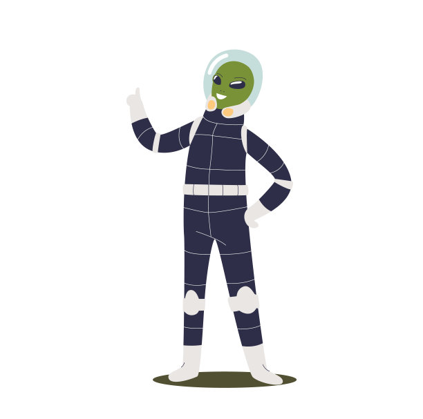 宇宙飞船的外星人。绿色宇宙怪物。可爱的卡通外星人角色在白色的背景图片下载