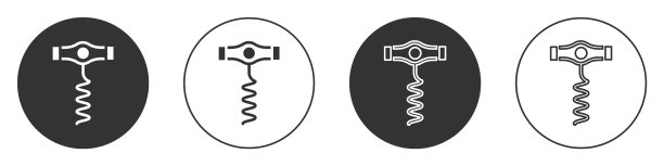 黑葡萄酒开瓶器图标孤立在白色图片下载