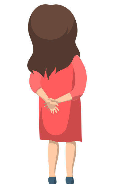 穿着红裙子和长发的女孩，回到学校图片下载