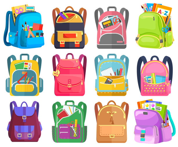 彩色学校背包回学校图片下载