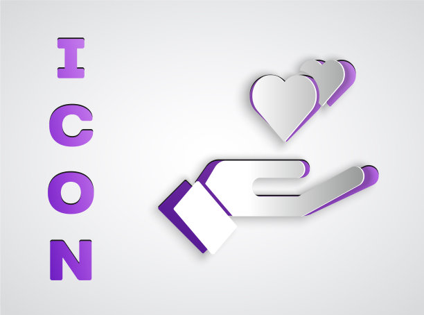 剪纸手心图标孤立在灰色图片下载