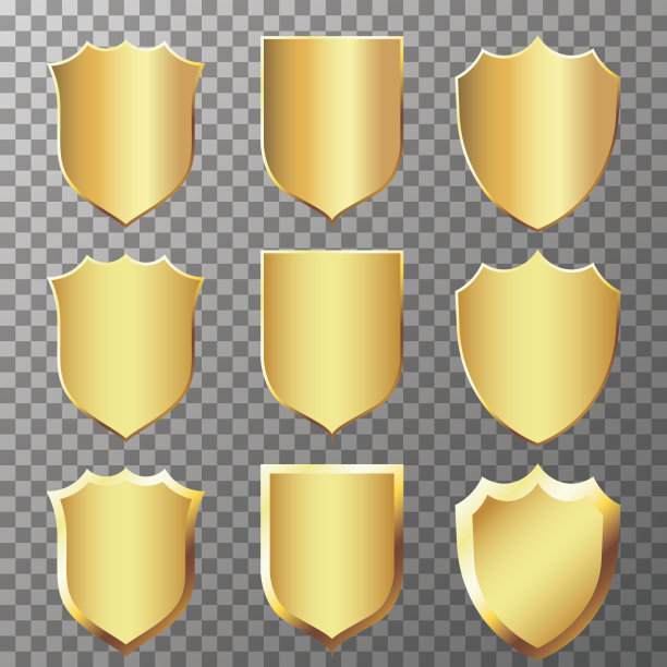 复古的金色标签和盾牌。优雅的金色设计元素。图片下载