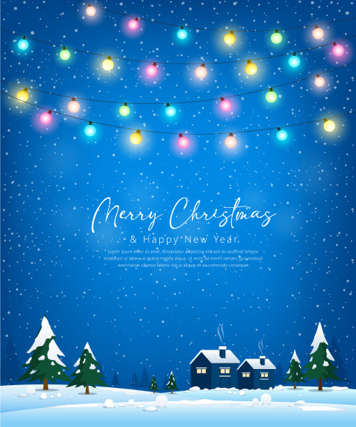 圣诞快乐海报贺卡灯泡图片下载