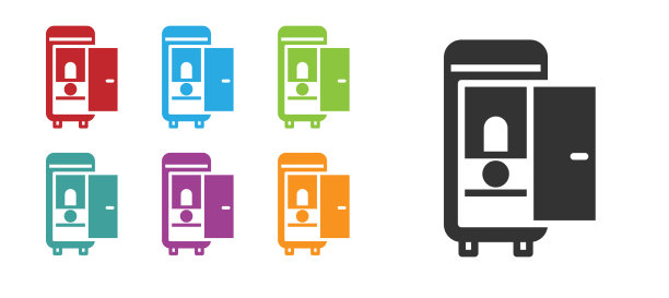 黑色马桶在火车车厢图标孤立上图片下载