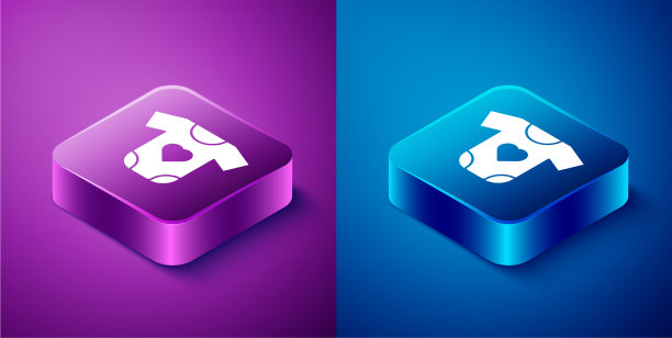 等距布衣图标孤立在蓝色和图片下载